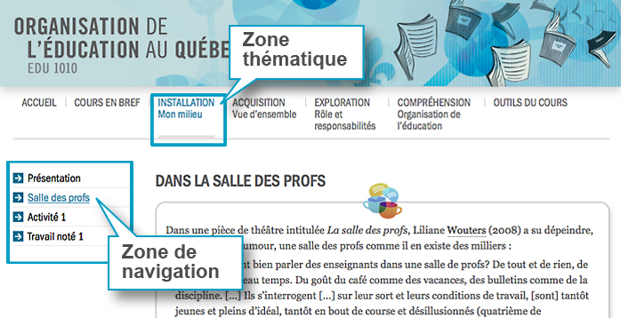 La zone de navigation